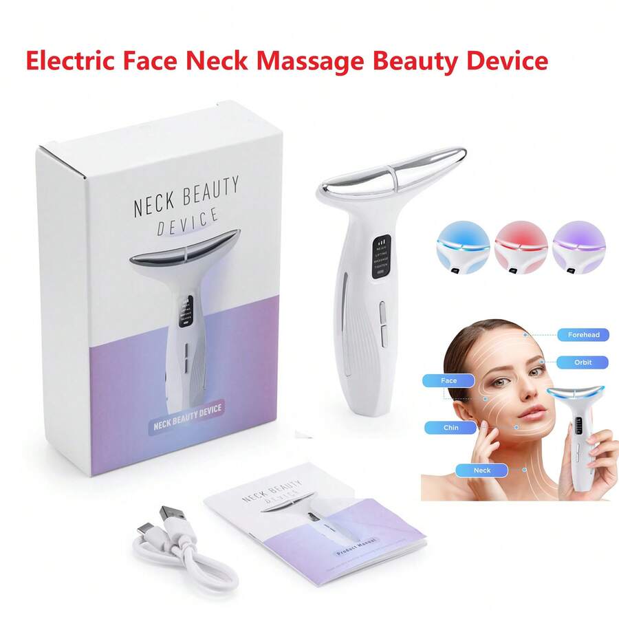 450mAh Electric Microcurrent Facial Beauty Device, Neck Lifting & Skin Rejuvenation, LED Face Firming Massage