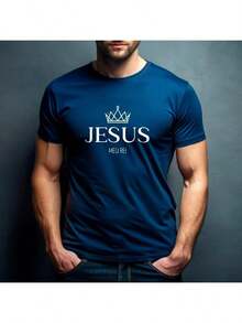 Men's Basic Jesus Stylish T-Shirt 100% Cotton Round Neck Premium Line COD050 - Navy Blue - View 3