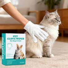 6 toallitas por paquete Toallitas Pet Glove + Toallitas limpiadoras universales para gatos y perros Sin fragancia, hipoalergénicas / Material de doble cara Adecuadas para la limpieza diaria del pelaje / Cuidado durante las salidas / Aseo de mascotas pequeñas Limpian y desodorizan / Acondicionan y suavizan el pelaje No se pegan después de su uso / Seguras si se lamen Cómodo envase individual - Blanco - Ver 1
