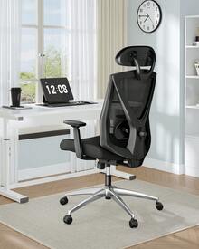 HaluPeit Ergonomic Office Chair, Computer Chair, Swivel Chair With Adjustable Lumbar Support, Headrest And Armrests, Height Adjustment, Back-Friendly, Maximum Load 150 Kg, Black - Black - View 2