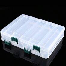 Double Sided 12 Compartments Fishing Lures Spoon Hooks Baits Hook Tackle Beads Plastic Storage Box Case - Transparente - Ver 7