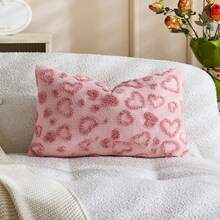 1 chiếc vỏ gối trang trí hình trái tim bằng vải nhung mềm mại, mặt trước bằng vải jacquard, mặt sau bằng vải lông cừu, vỏ gối vuông, vỏ gối trang trí nhà cửa dịp lễ, chất liệu nhung mềm mại, trang trí hiện đại cho ghế sofa, phòng ngủ. - Màu Hồng baby - Xem 12