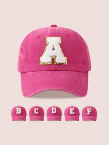 1 st. Dam- och herrkeps med bokstavstryck, tvättad basebollkeps, solhatt lämplig för utomhusaktiviteter och vardagsbruk, solskydd - Rosa - Visa 11