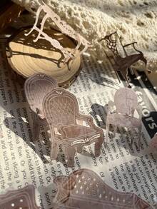 30Pcs 15 Style Vintage Hollow Cup House Vase Theme Paper Stickers Objects Life Literature Art Junk Journaling Planner Scrapbooking Decorative DIY Craft Material Sticker Scrapbook Supplies Stationery - Multicolor - View 6