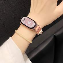 猫爪图案双扣小米手环10/9/8表带，适用于NFC版本，可爱撞色设计，皮革铆钉表带，可调节，创意时尚女士腕带，智能健身手表替换表带 - 彩色 - 查看 5