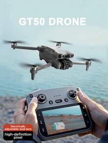 New GT50 HD Drone With Remote Controller, Equipped With 5.64-Inch Real-Time Display Screen To View Aerial Footage - Grey - View 2