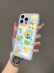 1pc Cartoon Gradient SpongeBob SquarePants & Ugly Fish Pattern Shock-Proof Breathable Phone Case Compatible With Samsung/Compatible With IPhone 17/16/15/14/13/12/11 Pro Max/12 Pro/14 Plus And Other Models - Multicolor - View 1