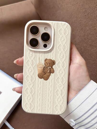 1ks umělecký medvědí design tekutý silikonový nárazuvzdorný kryt na telefon s ochranou proti otiskům prstů, kompatibilní s 17/16/16Pro/16Plus/15/15ProMax/15Pro/11/12/13/14ProMax/11Pro/11ProMax/12Pro/12ProMax/13Pro/13ProMax/14Pro/14ProMax, měkký prémiový pocit