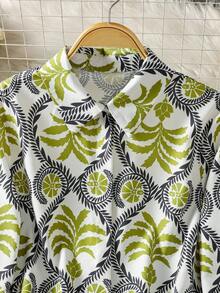 女士长袖全印花休闲阿拉伯风格上衣 - 彩色 - 查看 3