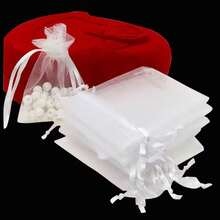 10 piezas Bolsas de organza con cordón de malla blanca - Empaque protector para regalos de boda, Navidad, fiestas de cumpleaños, caramelos, jabones, frutas y talla grande (Varios tamaños) - bolsa de embalaje - Ver 2