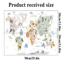 2 Packs Animal World Map Wall Stickers For Bedroom And Living Room Decor Self-Adhesive PVC Removable Decals - Multicolor - View 4