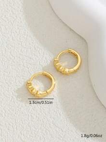 一对可爱优雅的金色不锈钢锆石耳钉，时尚饰品耳环，适合女孩，节日/生日礼物 - 金色 - 查看 8