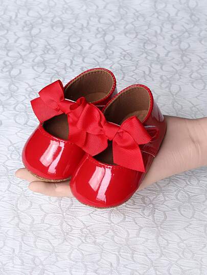 1 par de zapatos para niña bebé/niña pequeña, zapatos para caminar de estilo princesa con lazo lindo
