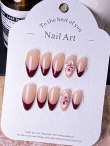 10 Móng Tay Giả Hình Hạnh Nhân Thủ Công với Màu Đỏ Kiểu Pháp và Thiết Kế Hoa 3D Chạm Khắc. Đặc điểm nổi bật là họa tiết hoa 3D chạm khắc thủ công màu đỏ đậm, kết hợp với đầu móng kiểu Pháp được sơn tay màu đỏ đậm. Những bộ móng giả thanh lịch, lãng mạn và tối giản này toát lên vẻ quyến rũ, gợi cảm và sang trọng. Hoàn hảo cho việc sử dụng hàng ngày, hẹn hò, hòa nhạc và các dịp kinh doanh nhẹ nhàng, đây là món quà tuyệt vời dành cho phụ nữ và các cô gái. - Nhiều màu - Xem 10