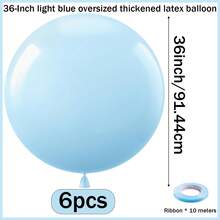 36 Inch (Approx. 91.4 Cm) Light Blue Giant Balloons, 2/4/6/8/10pcs Super Large Extra Thick Sky Blue Latex Helium Balloons, Suitable For Graduation, Baby Shower, Gender Reveal, Wedding, Birthday Party Decoration - Baby Blue - View 14