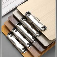 1pc Wooden A4 File Folder Board, Writing Pad, Office Organizer Clip, Plastic Clamp Document Holder For Students - Multicolor - View 4