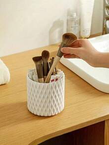 1pc 360° Rotating Desktop Makeup Brush Holder, Eyeshadow Brush & Eyebrow Pencil Organizer, Stationery Pen Storage Box, Vanity Organizer, Home Dressing Table Decor - Multicolor - View 8