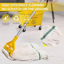 Commercial Mop Heavy Duty Industrial Mop With Long Handle59" Looped-End String Wet Cotton Mops For Floor Cleaning Including Three Mop Head Replacement - Màu vàng - Xem 3