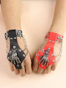 Hip Hop Rock PU Leather Bracelet Men And Women Punk Spikes Rivets Skull Heart Cross Creative Party Bracelet Jewelry Accessories