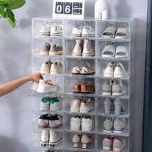 12pcs/Set Transparent Stackable Shoe Storage Boxes, Space-Saving Foldable Shoe Racks, Sports Shoes Containers, High-Quality Shoe Racks, Shoe Boxes - Multicolor - View 5