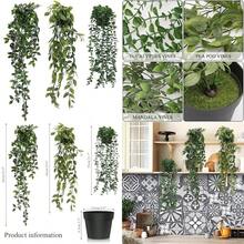 2 Piezas de Plantas Artificiales Colgantes de Vides Falsas, Falso Hiedra Falsa Hojas Vegetación Planta para Decoración de Habitaciones y Oficinas(Cian) - Multicolor - Ver 1