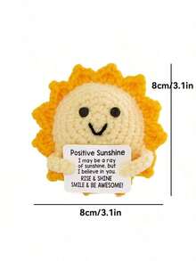 This Handmade Plush Doll Figurine Features An Uplifting Message, Making It A Great Small Gift For Friends And Family. The Adorable Knitted Toy Is Perfect For Displaying In The Living Room Or On A Desk, Suitable As A Birthday Present Or Room Decor. - Multicolor - View 4