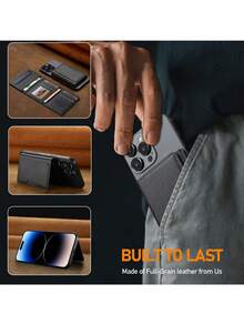 1个PU皮革磁吸钱包卡包支架MagSafe配件，兼容 16/15/14/13/12 Pro/Pro Max/Plus/Mini - 黑色 - 查看 3