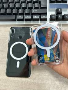 1个MagSafe透明亚克力钱包式照片卡套，兼容 17 Air、13、12、11、14、15、16 Pro Max Plus，带磁吸保护盖 - 無色 - 查看 6