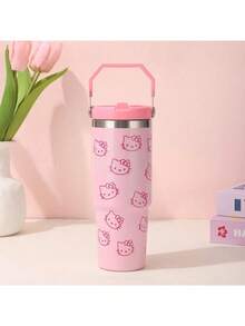 Sanrio 1pc, 30oz Stainless Steel Vacuum Insulated Glass Tumbler With Lid And Straw, Hot Water Bottle, Hot Coffee , Water Bottle For Summer, 30oz Reusable Double Wall Vacuum Insulated Stainless Steel Water Bottle With Handle, Essential For Outdoor Activities, Camping, Hiking, Travel, Christmas Gift, Birthday Gift