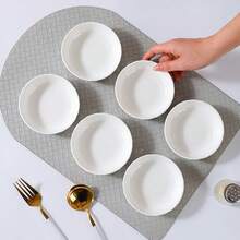 6pcs 4-Inch Pure White Ceramic Dipping Sauce Dishes, & Healthy, Easy To Clean, Suitable For Family Gatherings