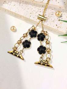 1 件兼容 女款奢华金色金属花饰手链表带适用于 Ultra2 1 SE S9/8/7/6/5/4/3/2/1，时尚年轻礼物，全球流行替换表带 38/40/41/42/44/45/49 毫米 - 金色 - 查看 3