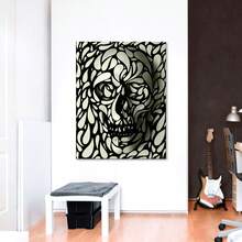 1pc Unframed Canvas Poster, Modern Art, 3d Visual Skull Art, Skull Wall Decoration Painting, Ideal Gift For Bedroom Living Room Corridor, Wall Art, Wall Decor, Winter Decor, Room Decoration - Multicolor - View 3