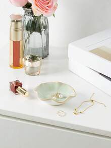 1pc Ceramic Lotus Leaf Shaped Jewelry Tray, Can Be Used As Earring, Ring, Key And Small Accessory Storage Dish, Birthday Gift, New Year Gift, Symbolizing Friendship And Love, Suitable For Bathroom Tray, Desktop Storage, Home Decor, Entryway Accessory Holder,Room Decor - Multicolor - View 6