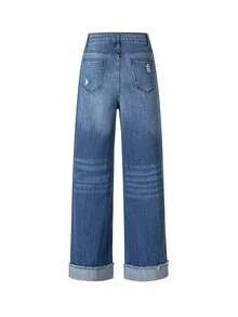 Jeans slim décontractés ARWY, délavés, avec taille croisée, effet effiloché et pattes d'éléphant. Élégant et pour le quotidien, les vacances, la scène, les concerts, Halloween, la rentrée, toutes les saisons, printemps - Jean brut - Voir 6