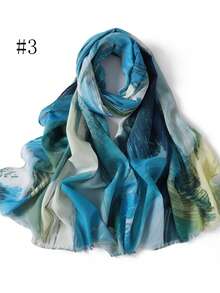 1 件高品质扎染长款头巾，女士彩色柔软披肩，穆斯林围巾，轻薄夏季马来西亚纯色头巾