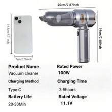 16000Pa Handheld Vacuum Cleaner, Vacuum Cleaner And Air Purifier, High Power Wet & Dry Handheld Car Vacuum Cleaner With Multiple Nozzles/Small Floor Mop, Suitable For Car, Home, Office And Pets - Multicolor - View 8