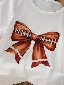 3件套女童印花圆领短袖T恤，适合夏季日常穿着、上学、玩耍和家庭出游 - 彩色 - 查看 4