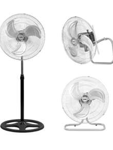 Ventilador 3 en 1,  de 3aspas, 3 Velocidades, 18", Negro Ventilador de Pedestal, Abanico de 3 Aspas Giratorio de 18 Pulgadas, Para Habitaciones y Espacios Largos, Oficinas, - Negro - Ver 8