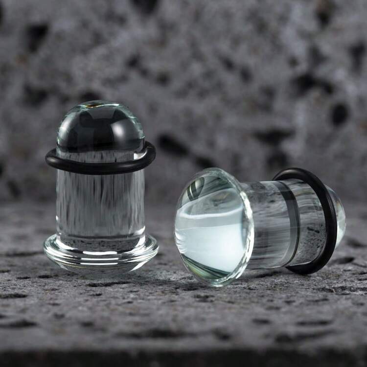 2PCS Unique 0.5mm Increments 14G-00g Comfy Pain-Free Single Flare Glass Dead Stretching Plugs, Hypoallergenic Body Piercing Tapers, Pierced Ear Lobe Stretching Jewelry Body - Glass - View 58