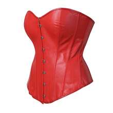 Jutrisujo Womens Gothic Corset Bustier Top In Faux Leather Suitable For Halloween Costumes Cosplay And Everyday Wear Plus Size Red - 808A-Red - 查看 3