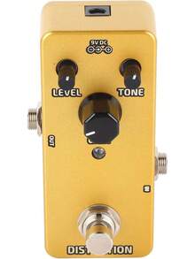 Pedal de Efectos de Guitarra Eléctrica, Pedal de Modulación Versátil de Tamaño Pequeño, Controles Potentes para Practicar Guitarra (Distorsión dorada) - Sobremarcha amarilla - Ver 2