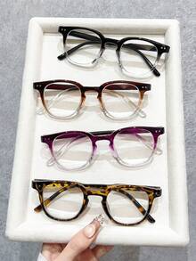 4pcs Fashion Square Frame Casual Everyday Versatile Reading Glasses, Great Gift For Women