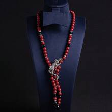 1pc Handmade Beaded Necklace, Fashion//Bohemian Style, Random Arrangement Of Pearls, Bee, Insect, Elephant, Leopard, Animal Shapes, Suitable For Women, Autumn/Winter, Sweater Chain, Long Necklace, Y2K, Women's Long Necklace, Gift