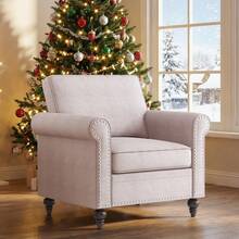 Puremind 3-Piece Sectional Sofa Set, Linen Upholstery, Modern Nailhead Trim, Living Room Furniture - Beige - View 13