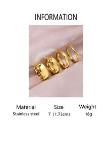 4pcs/Set Minimalist Versatile 18K Gold Plated Stainless Steel Rings, Featuring Varying Thickness Spherical Bands, Suitable For Both Men And Women, The Same Couple Rings Are More Suitable For Women's Daily Wear - 4 Pieces Of Inner and Outer Ball Rings - View 21