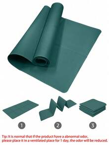 1pc 173*61cm EVA Yoga Mat Pilates Exercise Mat Solid Color Home Fitness Yoga Equipment - Dark Green - View 4