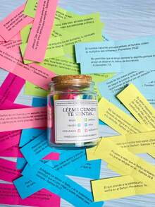 Bible Scripture Glass Jar 1pc Mother's Day Christian Gifts For Women Men, Bible Verse Jar, Read Me When Bible Verses Jar For Emotions And Feelings, Bible Study Church Religious Gifts For Women Men Mom, Dad, Sister, Friend,A Glass Jar With Color-Coded Bible Verses, Containing Spanish Bible Verses - Multicolor - View 6