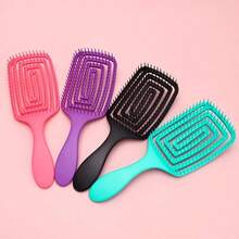 Hair Brush Dry Wet Detangling, Curly - Curved And Vented For Women, Men Or Kids Faster Blow Drying Styling Professional Paddle Vent Detangler  Defining Brush Travel Brushs - 2pcs Black - 查看 2