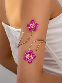 1件朋克风夸张合金金属多色珐琅花朵手链，时尚清爽的夏季配饰，持久鲜艳的花朵设计，适合女性日常佩戴、节日、母亲节、聚会、海滩、度假等场合（由于手工制作，花朵珐琅颜色可能略有不同，并可能出现掉色、染色或转移现象）。 - 玫紅色 - 查看 8