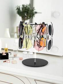 1 giá đỡ trưng bày kính râm bằng acrylic, màu đen cao cấp, trong suốt, xoay 360°, giá đỡ tròn nâng cao, kệ đựng kính mắt để bàn trong suốt, vật trang trí bàn làm việc - màu đen - Xem 6